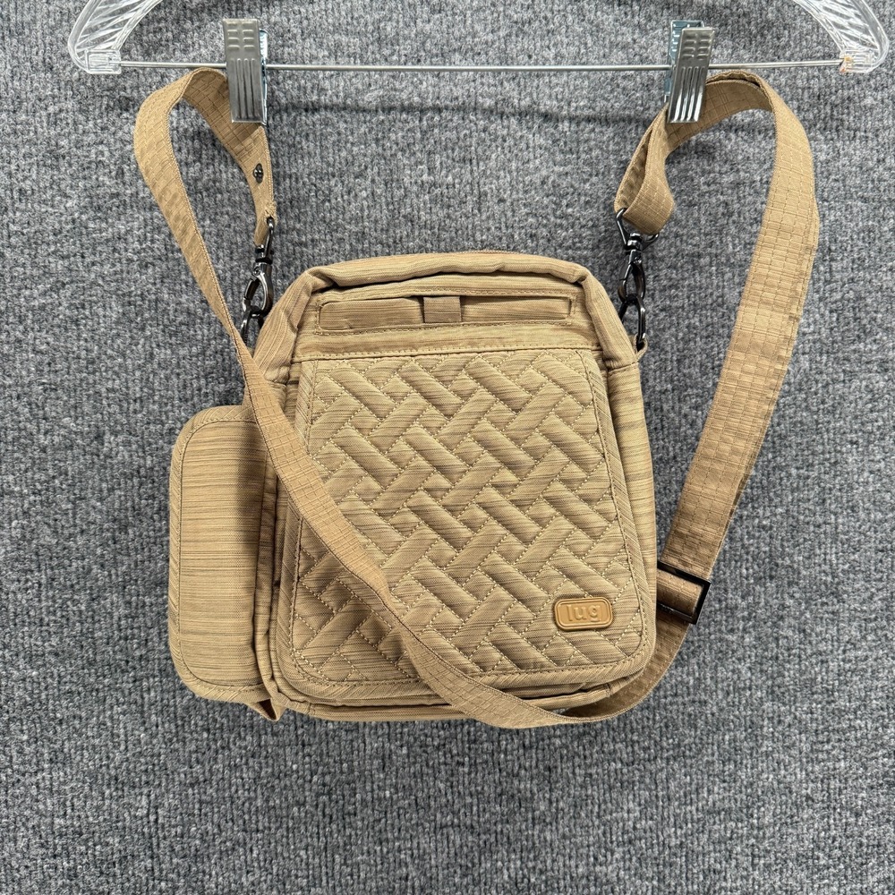 Lug Happer Crossbody Bag Tan‎ Organizer Quilted Travel Purse Adjustable Casual